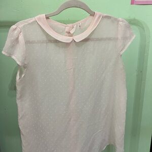 Frenchi Sheer Pink Blouse with Peter Pan Collar